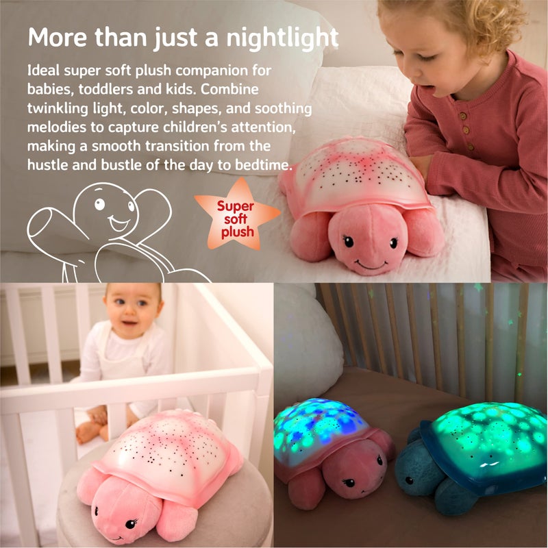 Cloud b Star Projector Nightlight with White Noise Soothing Sounds | Adjustable Settings and Auto-Shutoff | Twinkling Twilight Turtle - Pink - Image 4
